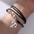 Браслет унисекс «Гравитация» штурвал и якорь, цвет чёрный с серебром, 77 см (комплект 5 шт) - фото 30824170