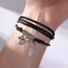 Браслет унисекс «Гравитация» перо и крест, цвет чёрный с чернёным серебром, 77 см - Фото 4