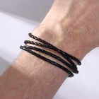 Браслет унисекс «Гравитация» перо и крест, цвет чёрный с чернёным серебром, 77 см - Фото 2