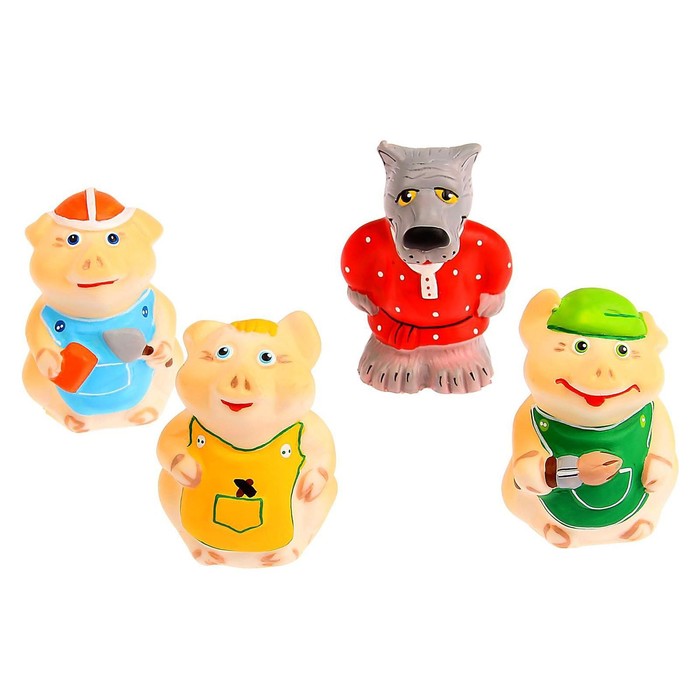Набор резиновых игрушек «Три поросёнка» - фото 1897967500
