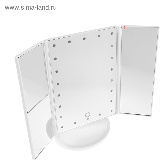 УЦЕНКА Зеркало LuazON KZ-07, подсветка, 30×18×7 см, 22 диода, 4xААА (не в комплекте), белое - Фото 1