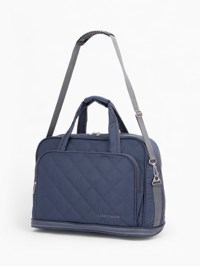 Сумка дорожная на молнии, с увеличением, 2 наружных кармана, длинный ремень, серая - Фото 1