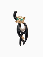 Брошь «Кошечка» грация, цвет черно-белый в золоте - Фото 1