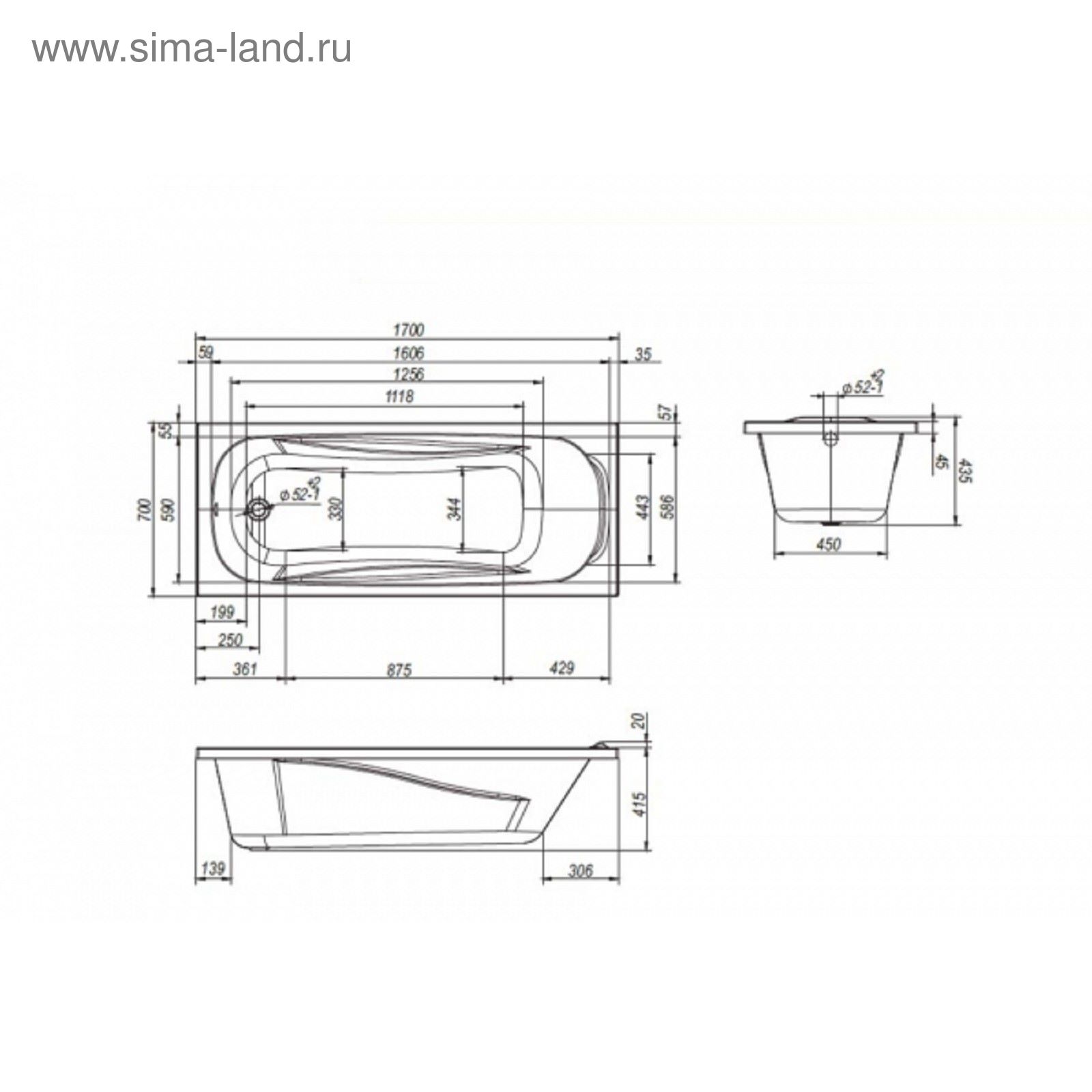 Ванна 1600х700 Акриловая Купить