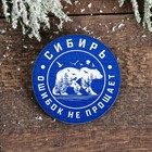 Деревянный значок «Сибирь.Ошибок не прощает»,5х6,8 см. - Фото 1