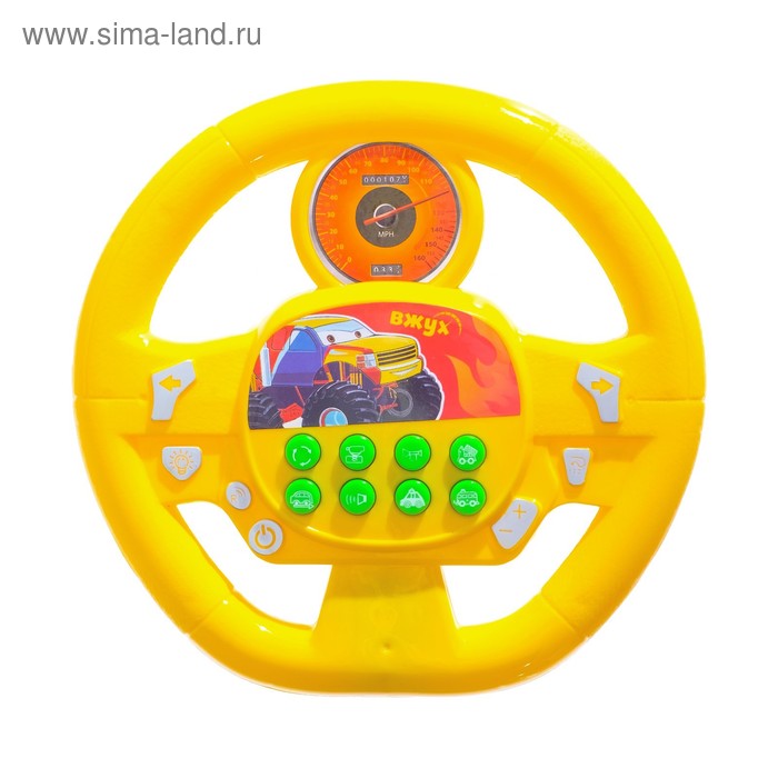 Музыкальный руль «Весёлый гонщик» цвет жёлтый, звуковые эффекты, работает от батареек, в пакете - Фото 1