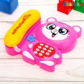 Телефон стационарный «Кошка», цвет розовый, русское озвучивание, в пакете