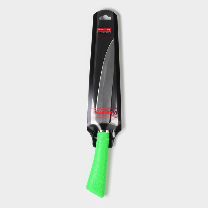 Нож кухонный Доляна «Рич», лезвие 12,5 см, цвет зелёный - фото 1908444687