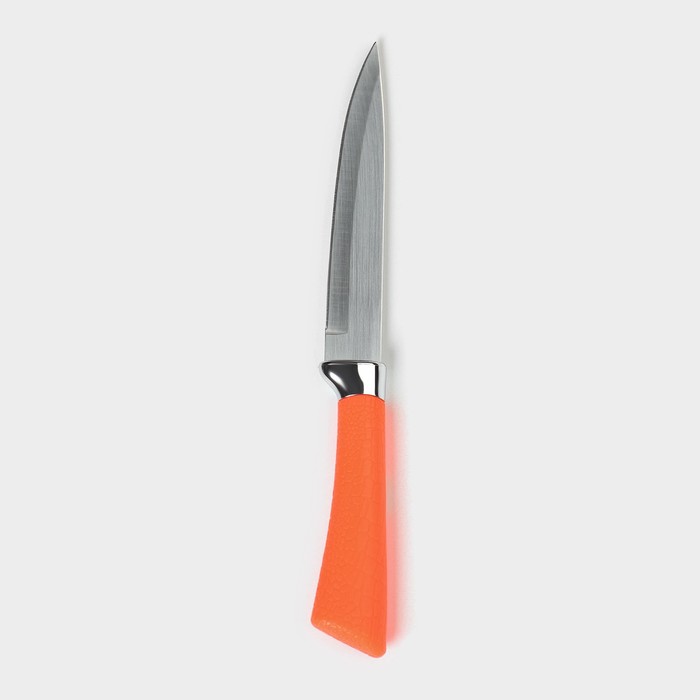 Нож кухонный Доляна «Рич», лезвие 12,5 см, цвет оранжевый - фото 1908444689