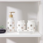 Набор аксессуаров для ванной комнаты «Золото», 4 предмета (дозатор 350 мл, мыльница, 2 стакана), цвет белый - фото 1233159