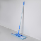 Швабра для мытья пола плоская Доляна, насадка из микрофибры 44×14 см, телескопическая стальная ручка 80-126 см - Фото 1