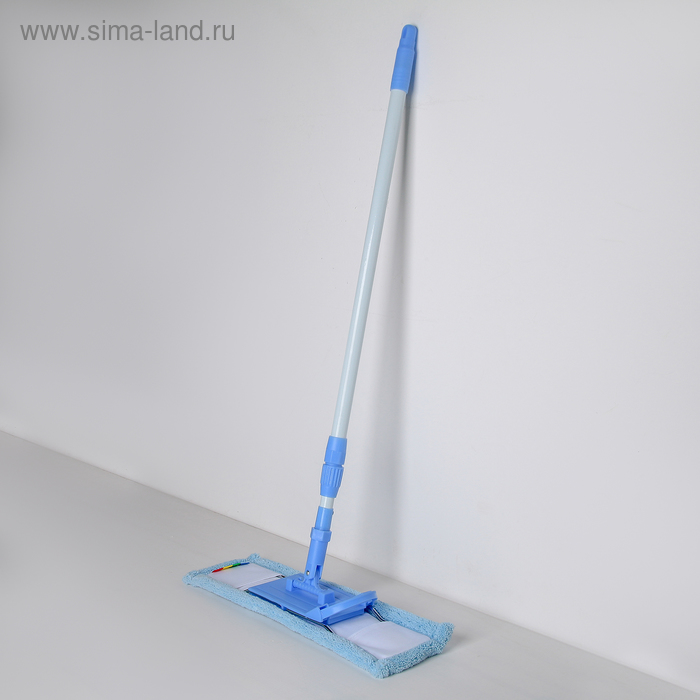 Швабра для мытья пола плоская Доляна, насадка из микрофибры 44×14 см, телескопическая стальная ручка 80-126 см - Фото 1