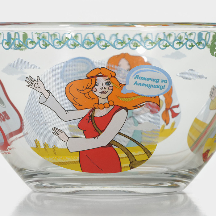 Набор детской стеклянной посуды «Три богатыря. Царевны», 3 предмета: тарелка d=19,7 см, салатник d=13 см, кружка 300 мл - фото 1906986925