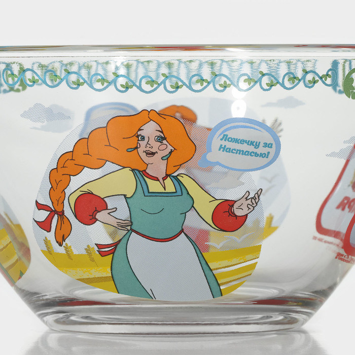 Набор детской стеклянной посуды «Три богатыря. Царевны», 3 предмета: тарелка d=19,7 см, салатник d=13 см, кружка 300 мл - фото 1906986926