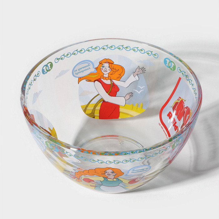 Набор детской стеклянной посуды «Три богатыря. Царевны», 3 предмета: тарелка d=19,7 см, салатник d=13 см, кружка 300 мл - фото 1906986929