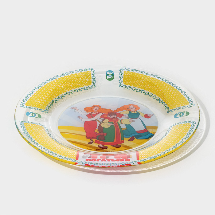 Набор детской стеклянной посуды «Три богатыря. Царевны», 3 предмета: тарелка d=19,7 см, салатник d=13 см, кружка 300 мл - фото 1906986931