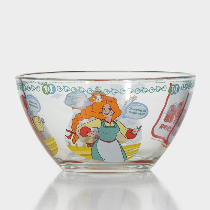 Набор детской стеклянной посуды «Три богатыря. Царевны», 3 предмета: тарелка d=19,7 см, салатник d=13 см, кружка 300 мл - фото 1906986923