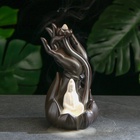 Подставка для благовоний TAKE IT EASY «Лотос в руке», набор благовоний конусы, стелющийся дым, 10×10×23 см - Фото 2