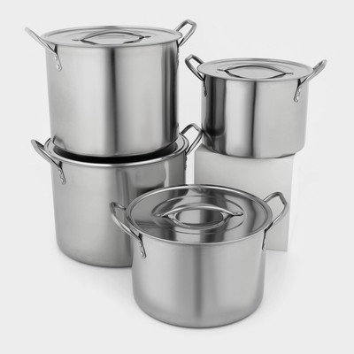 Набор кастрюль, 4 предмета: 6 л, 8.5 л, 11 л, 13.5 л, d=26/28/30 см, толщина металла 0.5 мм, нержавеющая сталь
