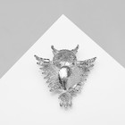 Брошь «Сова» с распахнутыми крыльями, цвет белый в серебре - Фото 3