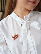 Брошь «Сердце» с цветами, красная в золоте - Фото 4