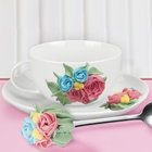 Чайная пара с ложечкой, набор для декора полимерной глиной "Цветы" - Фото 1