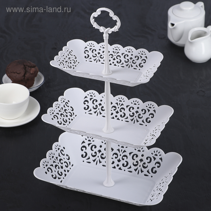 Этажерка-фруктовница «Вензель», 3 яруса, 19×12/22,5×15/26×15 см, цвет МИКС - Фото 1