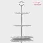 Этажерка для фруктов и десертов Доляна «Вивьен», 3 ярусная, пластик, 15.5×11 см, 19.2×13.8 см, 22.7×16.4 см, белая - Фото 2