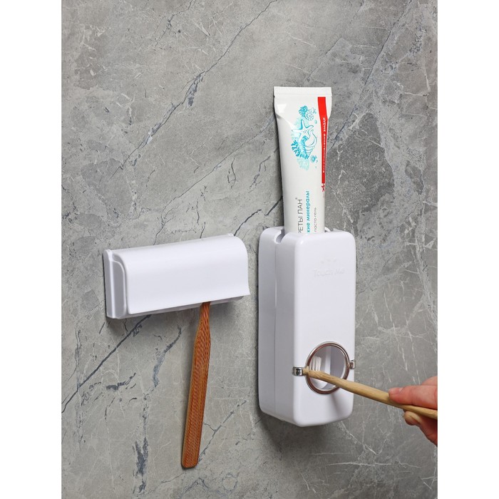 Держатель для зубных щёток и выдавливатель для зубной пасты, 15,4×6×6 см (для пасты), 11,5×5,5×3,5 см (для щёток), цвет МИКС - фото 1908445001