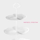 Этажерка для фруктов и десертов Доляна «Вивьен», 3 ярусная, пластик, овальная, 17×12/21×15/25.5×17 см, белая - Фото 2