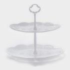 Этажерка для фруктов и десертов «Вивьен», 2 ярусная, пластик, овальная, 25.5×17,5/30×21.5 см, белая - Фото 1