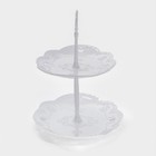 Этажерка для фруктов и десертов «Вивьен», 2 ярусная, пластик, овальная, 25.5×17,5/30×21.5 см, белая - Фото 2