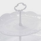 Этажерка для фруктов и десертов «Вивьен», 2 ярусная, пластик, овальная, 25.5×17,5/30×21.5 см, белая - Фото 3