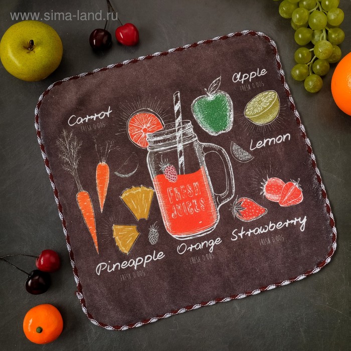 Полотенце микрофибра Доляна "Fresh juice" 30х30 см, п/э 200 гр/м2 - Фото 1