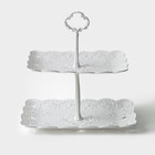 Этажерка для фруктов и десертов Доляна «Вивьен», 2 ярусная, пластик, прямоугольная, 22.5×16 см, 26.5×19 см, белая - Фото 1