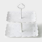 Этажерка для фруктов и десертов Доляна «Вивьен», 2 ярусная, пластик, прямоугольная, 22.5×16 см, 26.5×19 см, белая - Фото 1