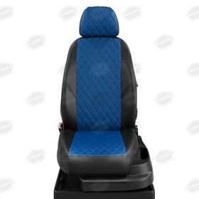 

Авточехлы для Nissan Tiida с 2004-2014 г., седан, перфорация, экокожа, цвет синий, чёрный