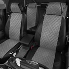 Авточехлы для Skoda Octavia A5 с 2008-2012 г., хэтчбек, седан, перфорация, экокожа, цвет тёмно-серый, чёрный - Фото 2