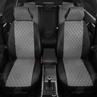 Авточехлы для Skoda Octavia A7 с 2013-2017 г., хэтчбек, седан, универсал, перфорация, экокожа, цвет тёмно-серый, чёрный - Фото 3