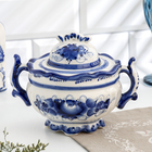 Сахарница фарфоровая, гжель, автор Рогова, 13×17 см, бело-синяя - Фото 1