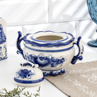 Сахарница фарфоровая, гжель, автор Рогова, 13×17 см, бело-синяя - Фото 3