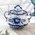 Сахарница "Утро", гжель, фарфор, 13х15 см - Фото 1