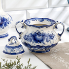 Сахарница "Утро", гжель, фарфор, 13х15 см - Фото 3