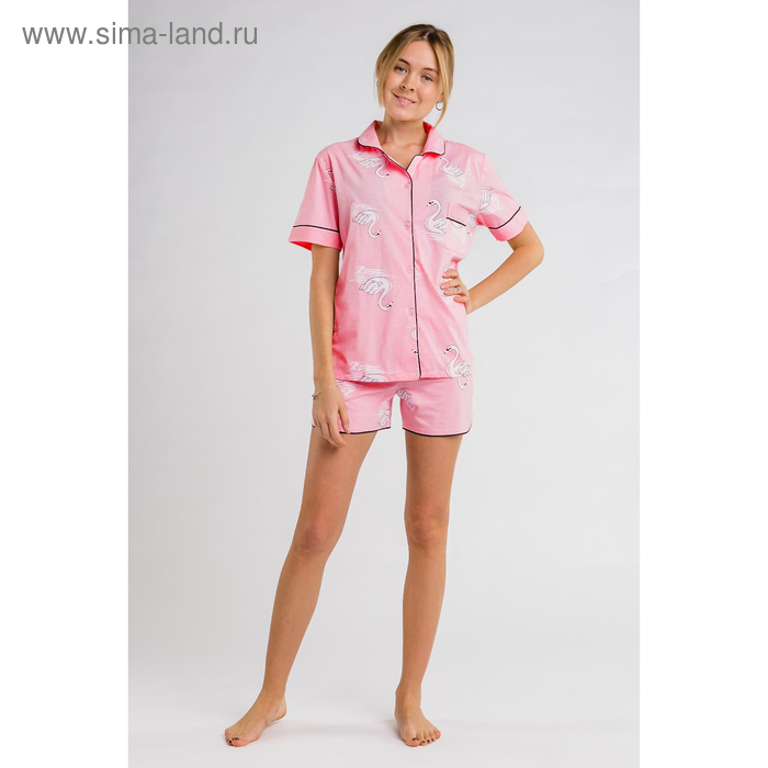Женская пижама с шортами «Лебеди», размер 44, цвет розовый - Фото 1