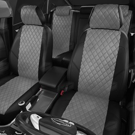 

Авточехлы для Hyundai Solaris 1 с 2010-2017 г., седан, перфорация, экокожа, цвет тёмно-серый, чёрный