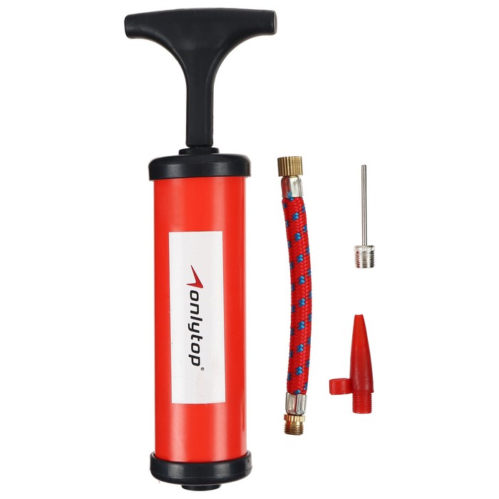 Насос для мячей ONLYTOP, 17 см, 2 насадки, шнур, цвета МИКС - Фото 1