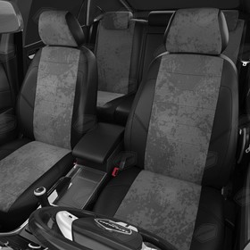

Авточехлы для Toyota Matrix 1 с 2001-2009 г., хэтчбек, алькантара, экокожа, цвет тёмно-серый, чёрный