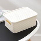 Корзина для хранения с крышкой Виолет «Береста», 3 л, 23,5×17,3×10,5 см, цвет слоновая кость - Фото 2