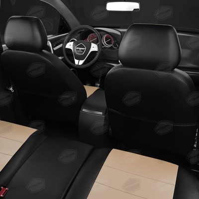 Авточехлы для KIA Magentis 2 с 2005-2010 г., седан, с перфорацией, экокожа, цвет бежевый, чёрный