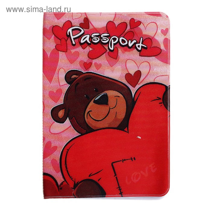 Обложка для паспорта "Влюбленный мишка" - Фото 1